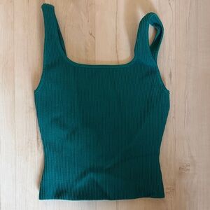 Aritzia Teal Ribbed Tank Top